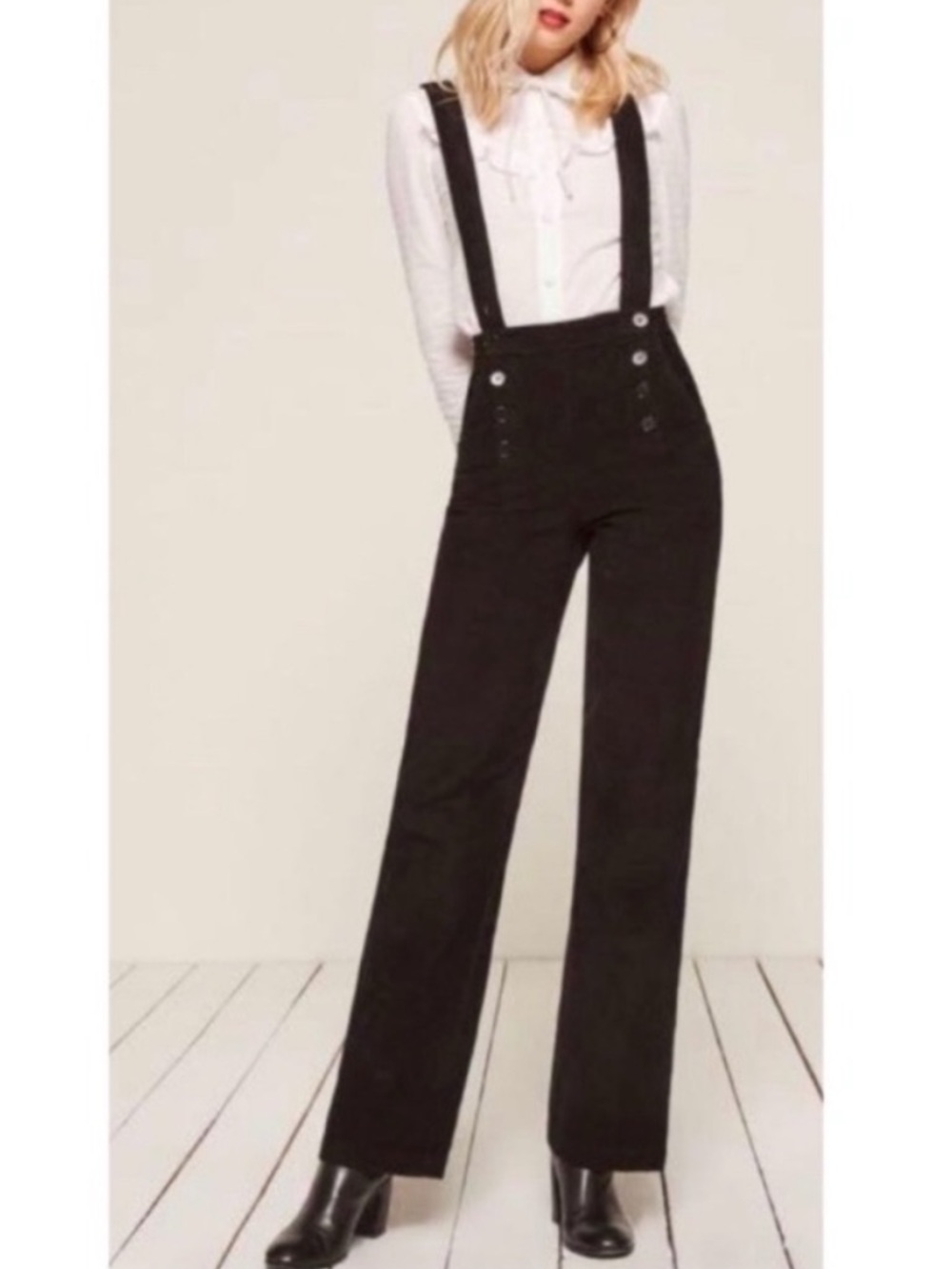 REFORMATION Duke Jumpsuit Corduroy Overalls Suspender Pants Button Trousers 28